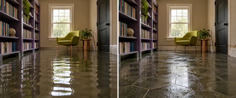 Water Extraction Near Community Park — same-room comparison before and after water collection