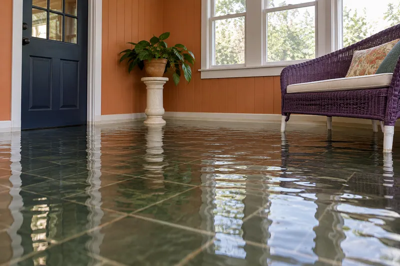 Water Extraction Near Meadowcreek Park — pooled water inside an affected property
