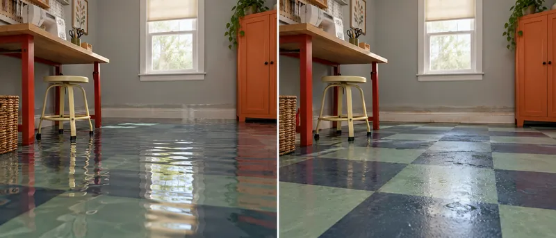 Water Extraction Near Ten Mile Creek Preserve — same-room comparison before and after water collection